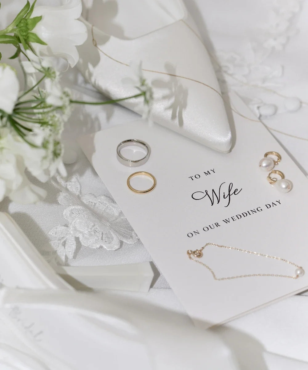 Flat lay of LILY & ROO bridal jewellery