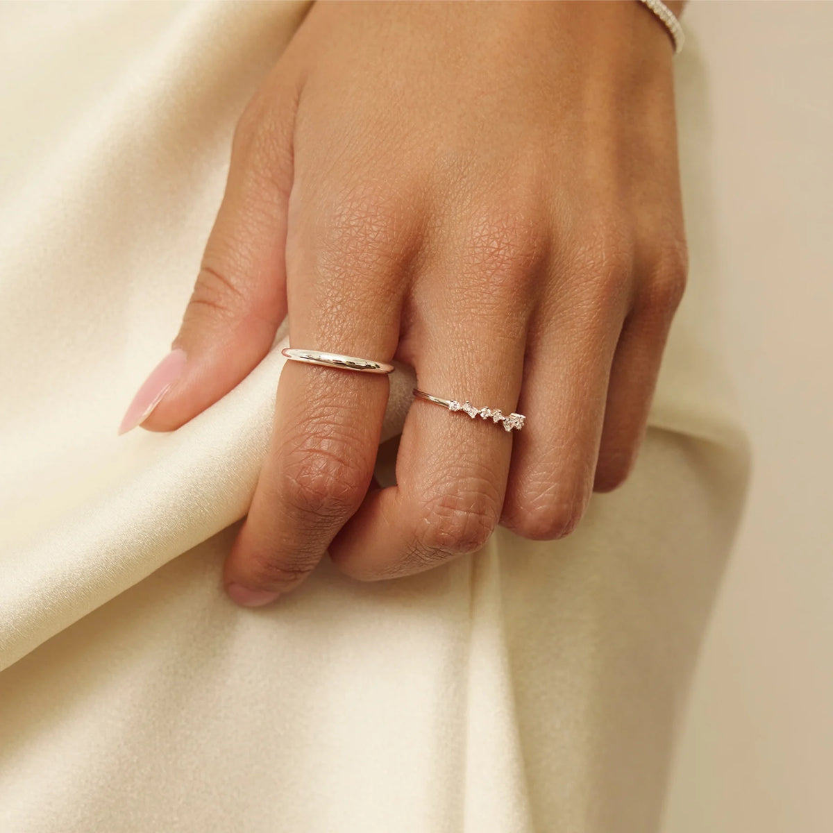 Silver Diamond Style Mixed Cluster Ring
