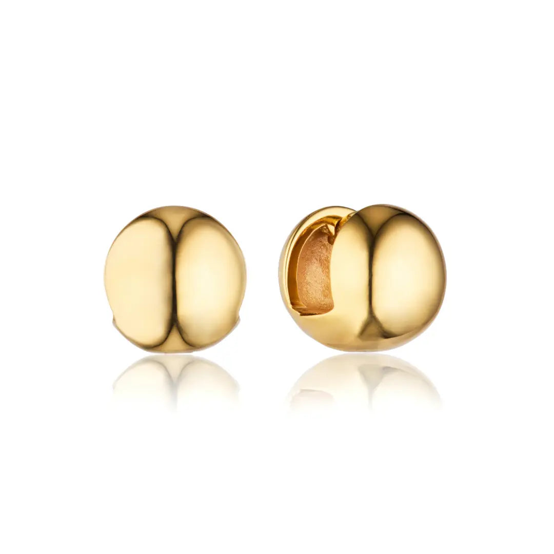 Gold Dome Ball Huggie Hoop Earrings