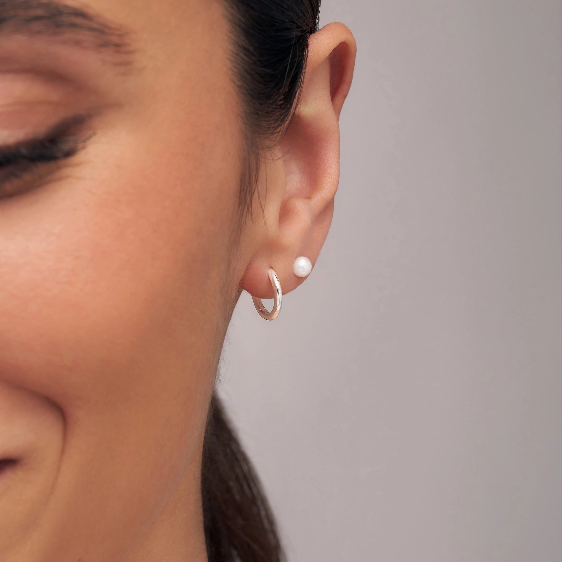 Silver Tiny Pearl Stud Earrings