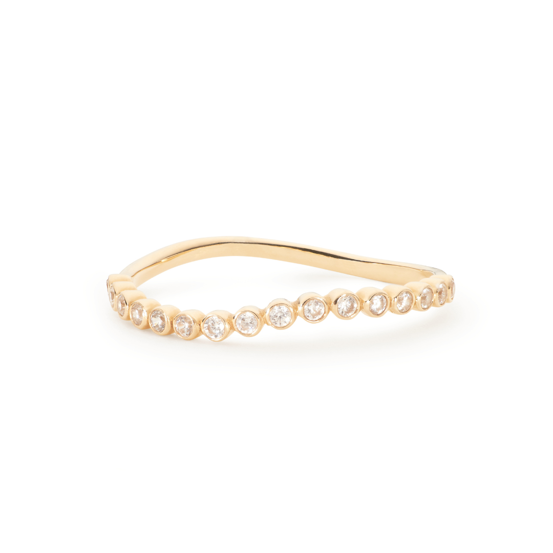 Gold Diamond Style Wave Ring