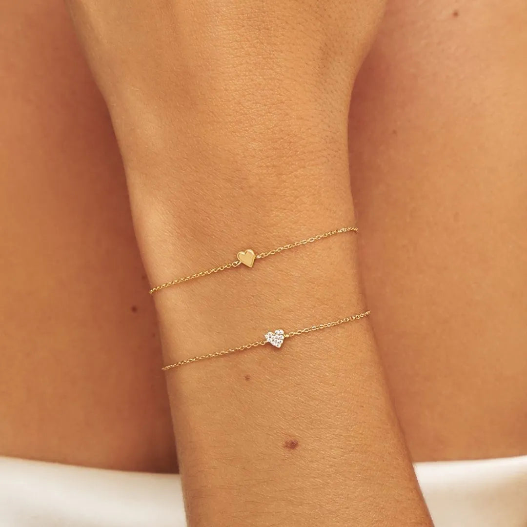 Gold Diamond Style Cluster Heart Bracelet