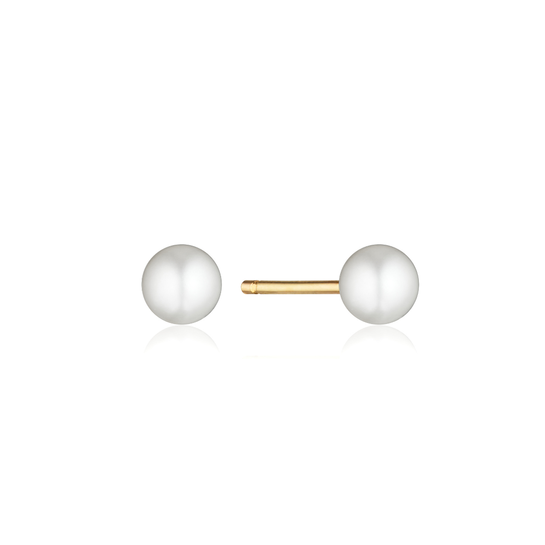 Gold Tiny Pearl Stud Earrings