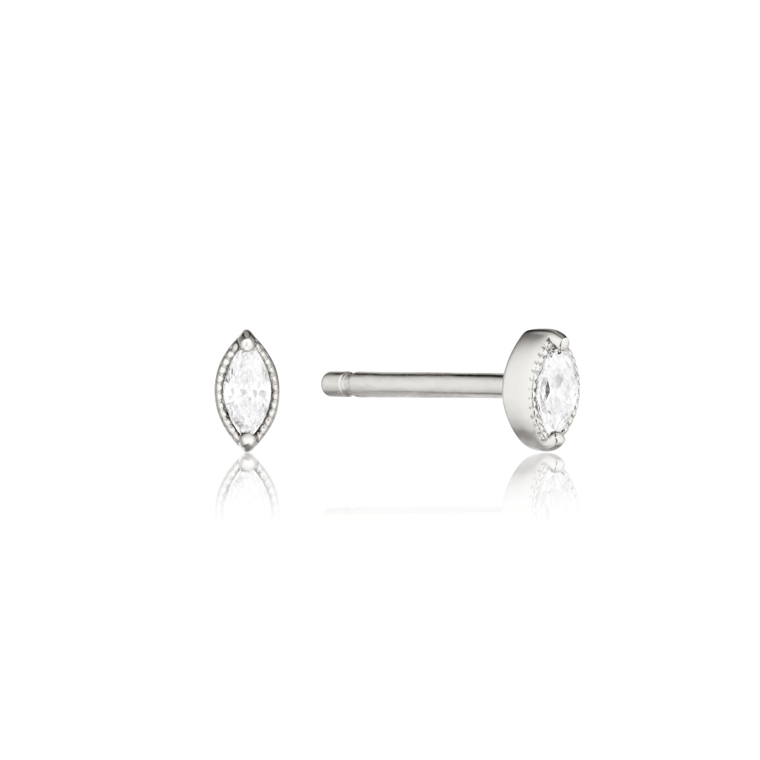 Silver Tiny Teardrop Stud Earrings
