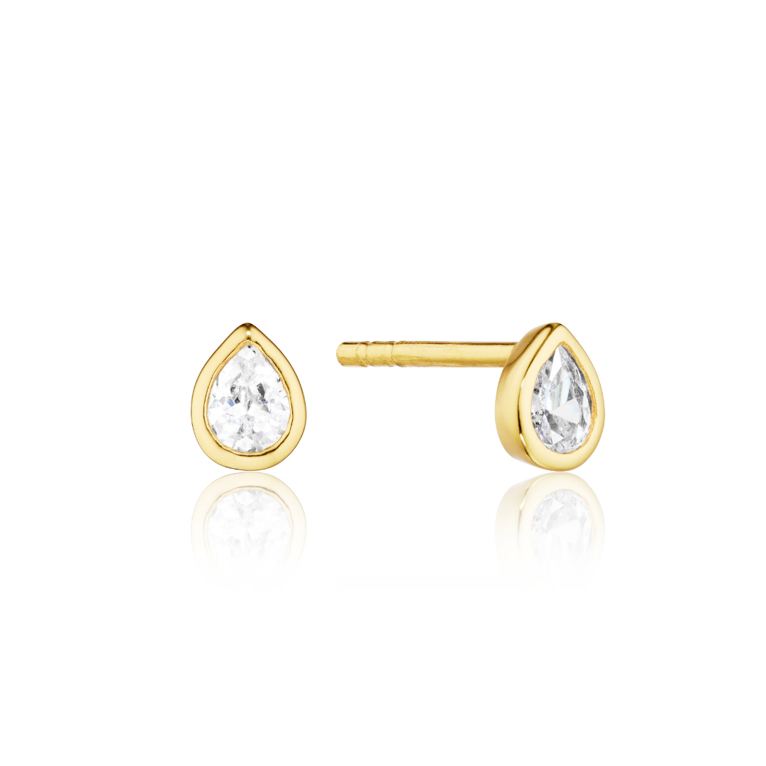 Gold Mini Teardrop Stud Earrings