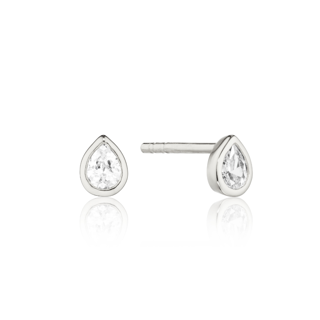 Silver Mini Teardrop Stud Earrings