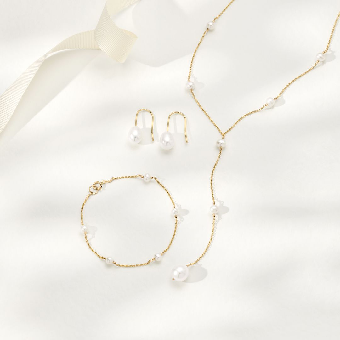 Rose Gold Multi Pearl Lariat Necklace