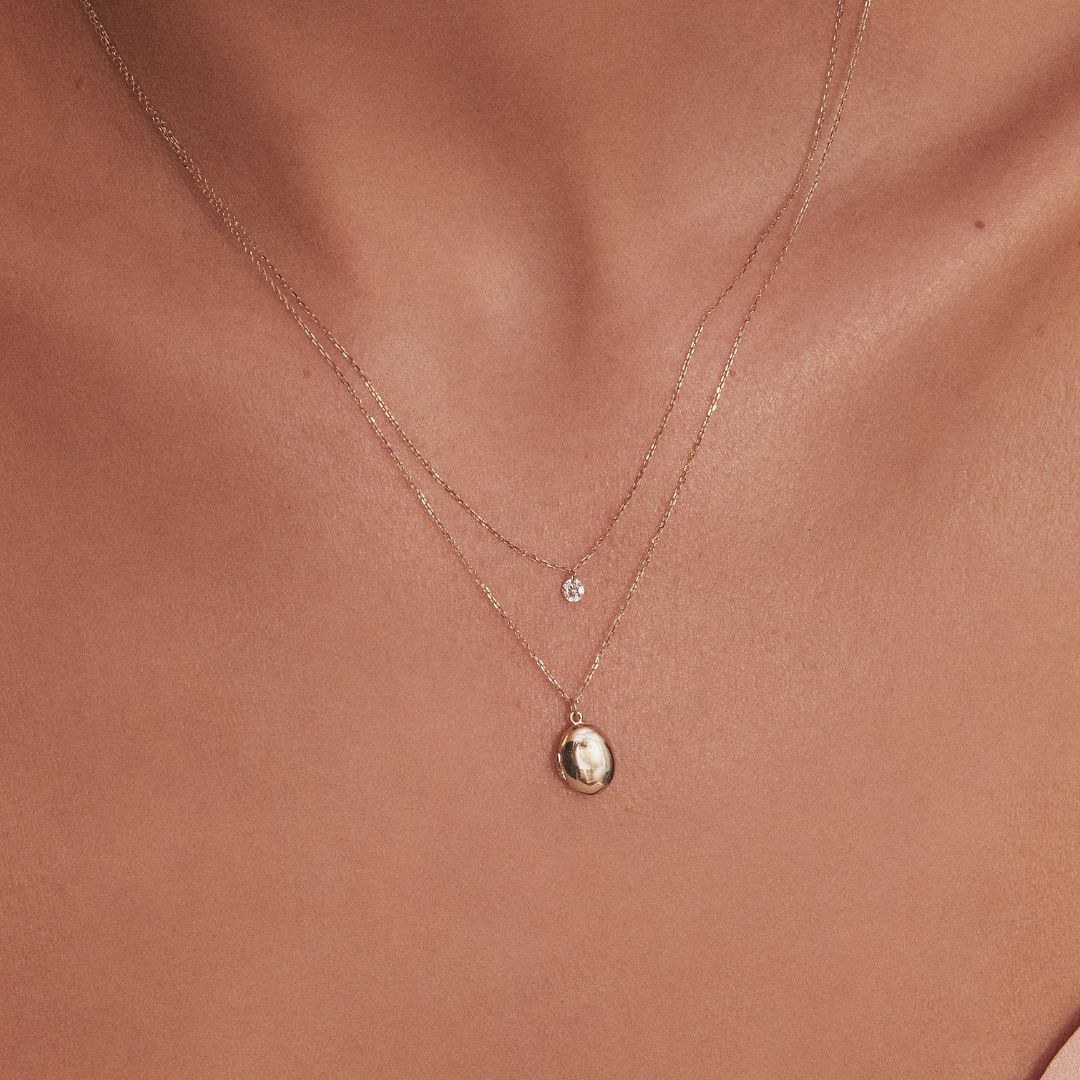Gold Large Floating Diamond Style Necklace