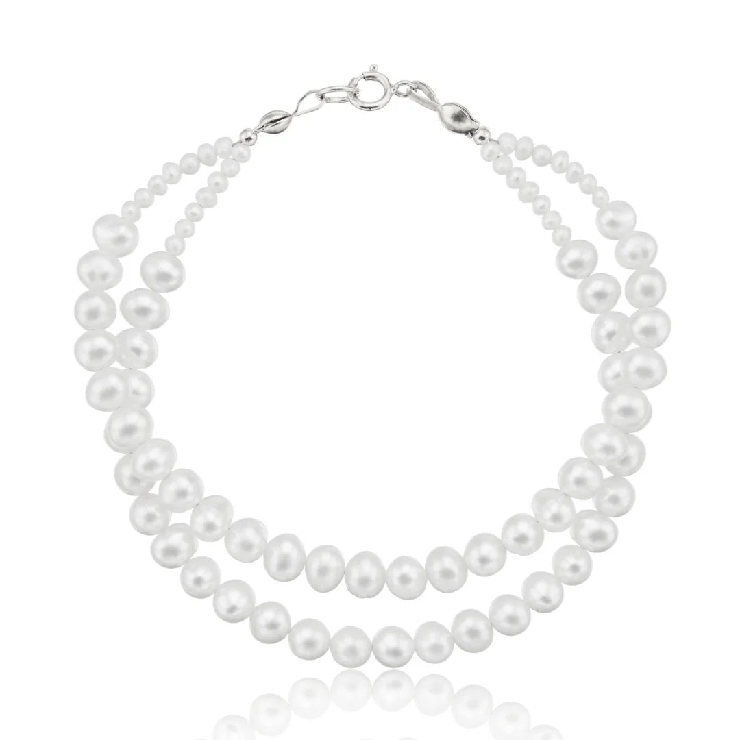 Silver Double Pearl Bracelet