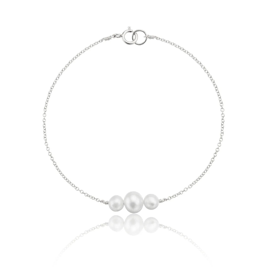 Silver Multi Pearl Cluster Bracelet