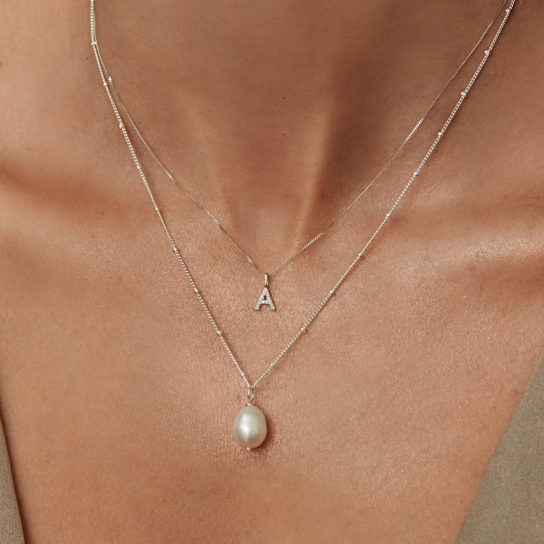 Silver Large Pearl Satellite Necklace