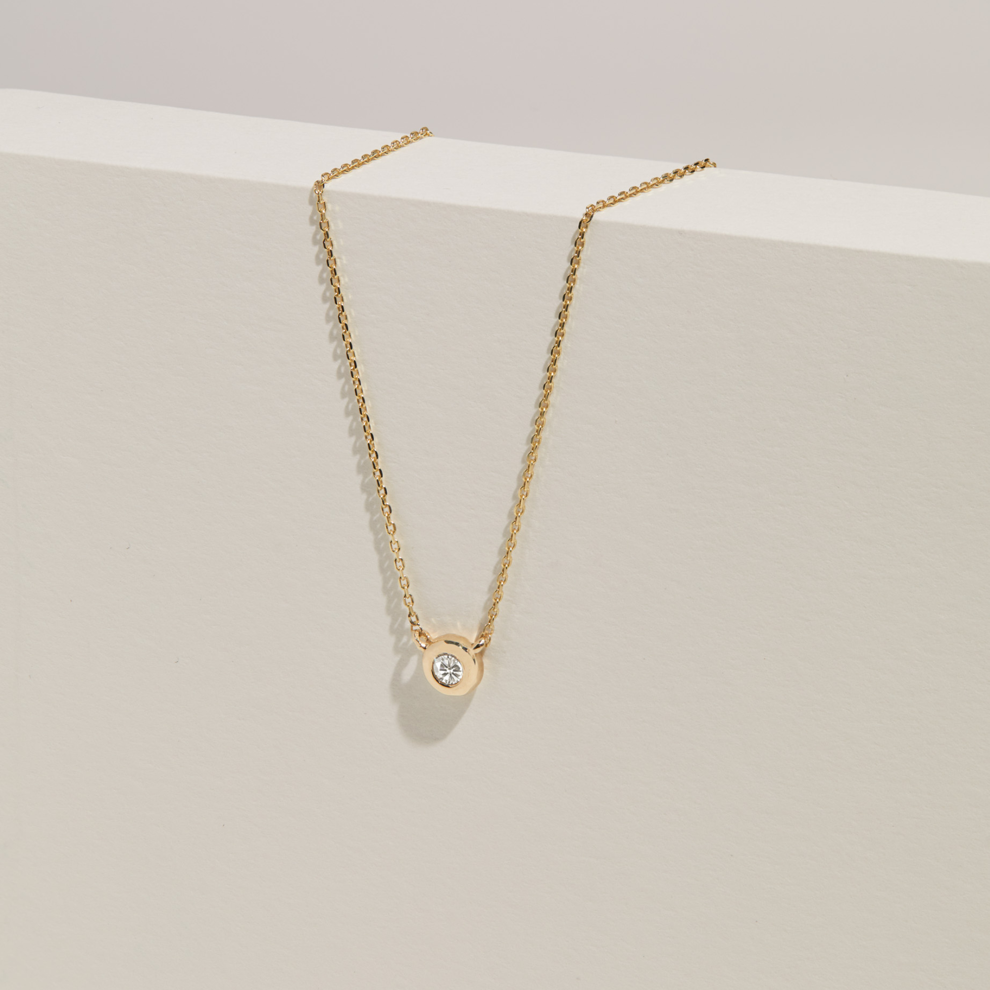 Solid White Gold Floating Diamond Necklace