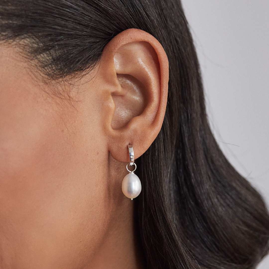 Silver Plain Huggie Hoop Earrings