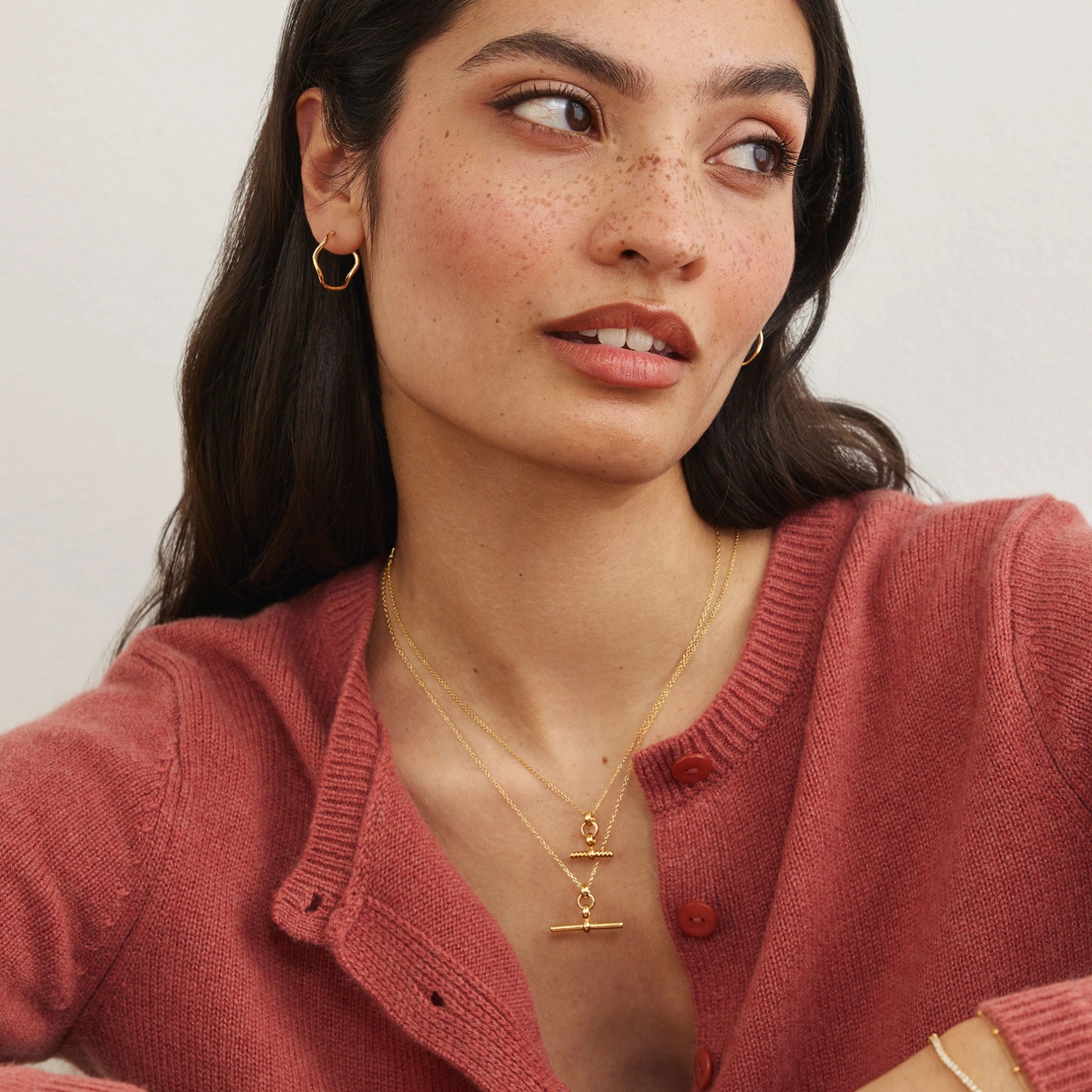 Gold Wavy Curve Hoop Earrings