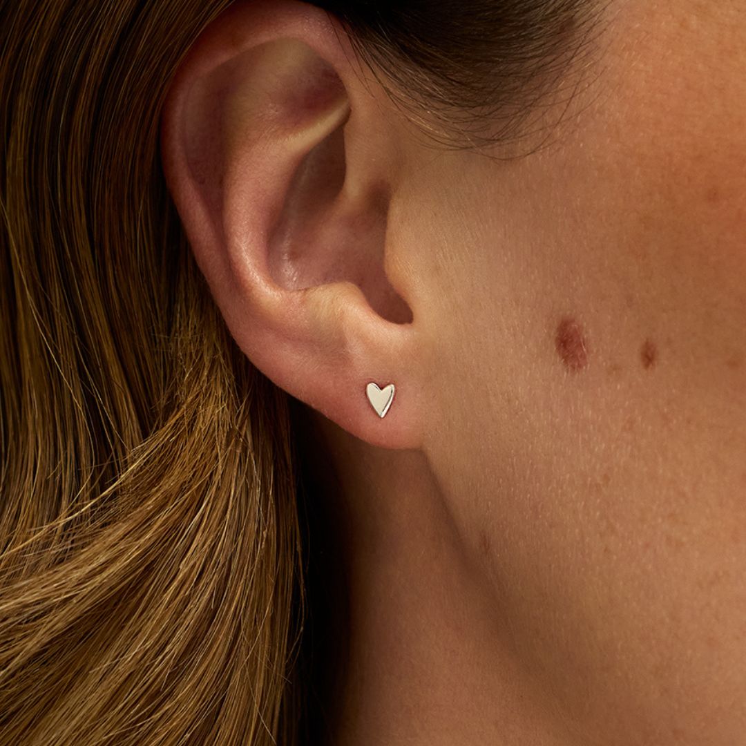 Gold Tiny Heart Stud Earrings