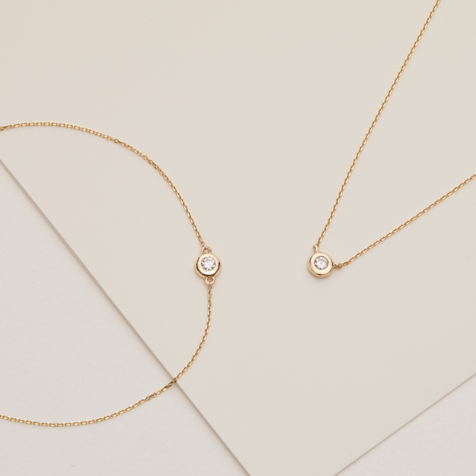 Solid Gold Floating Diamond Necklace