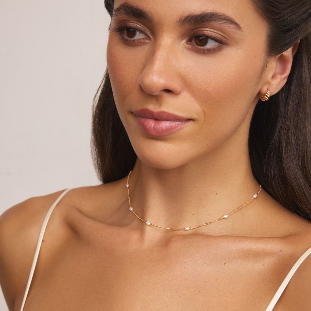 Gold Seed Pearl Satellite Choker