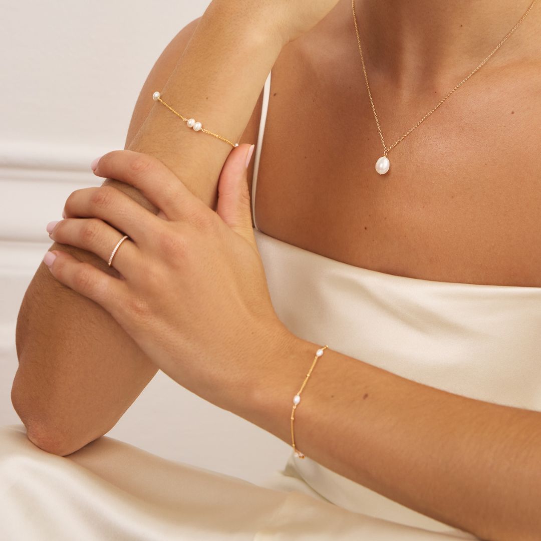 Gold Seed Pearl Satellite Bracelet