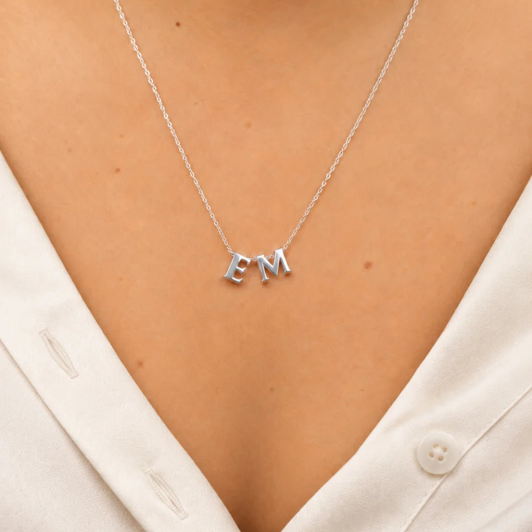 Silver Thread-Through Initial Letter Necklace