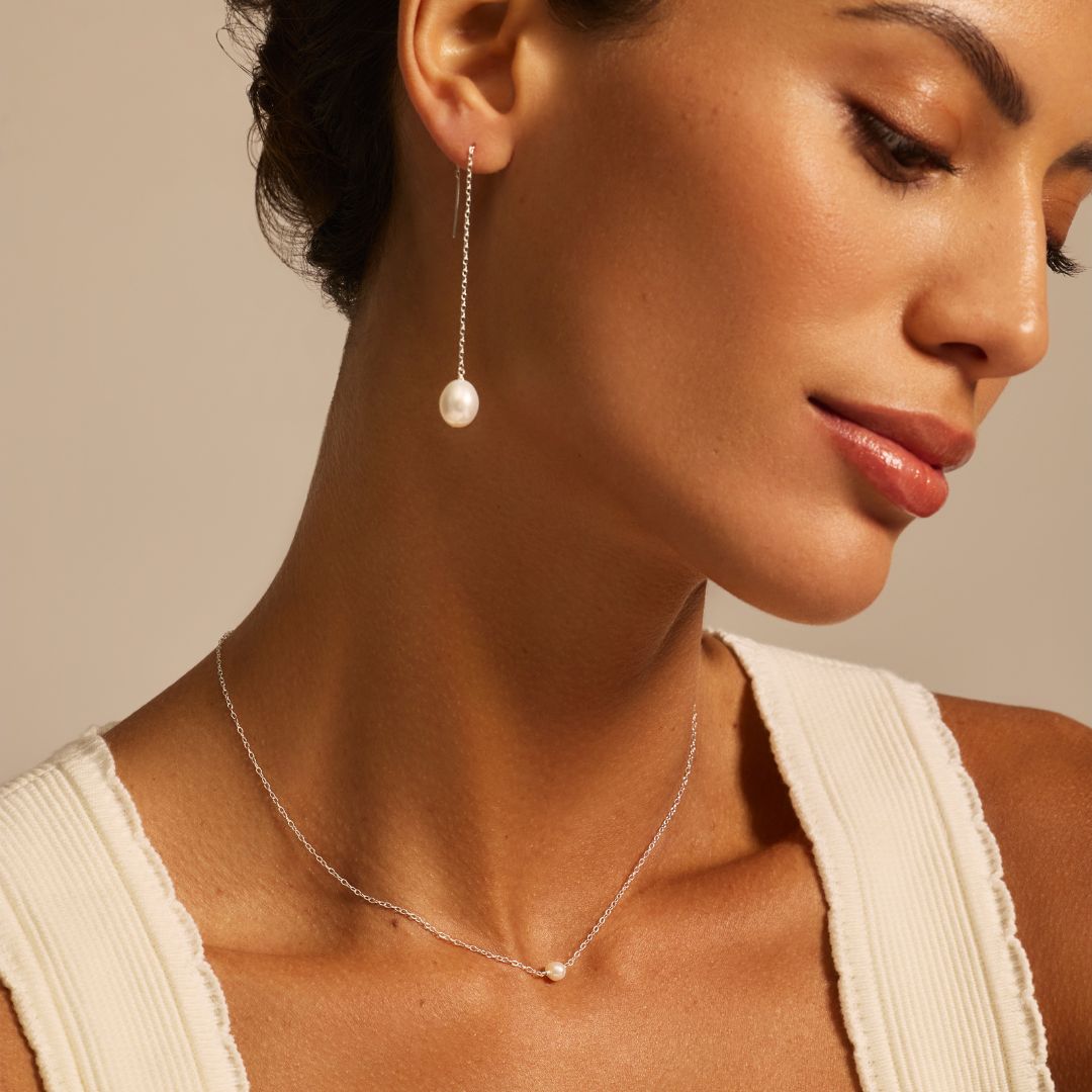 Silver Single Pearl Choker