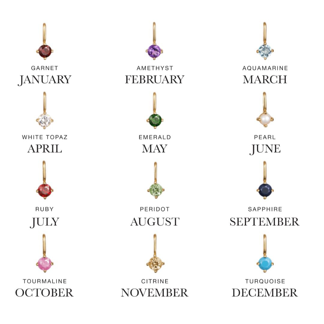 Gold Small Individual Birthstone Charm