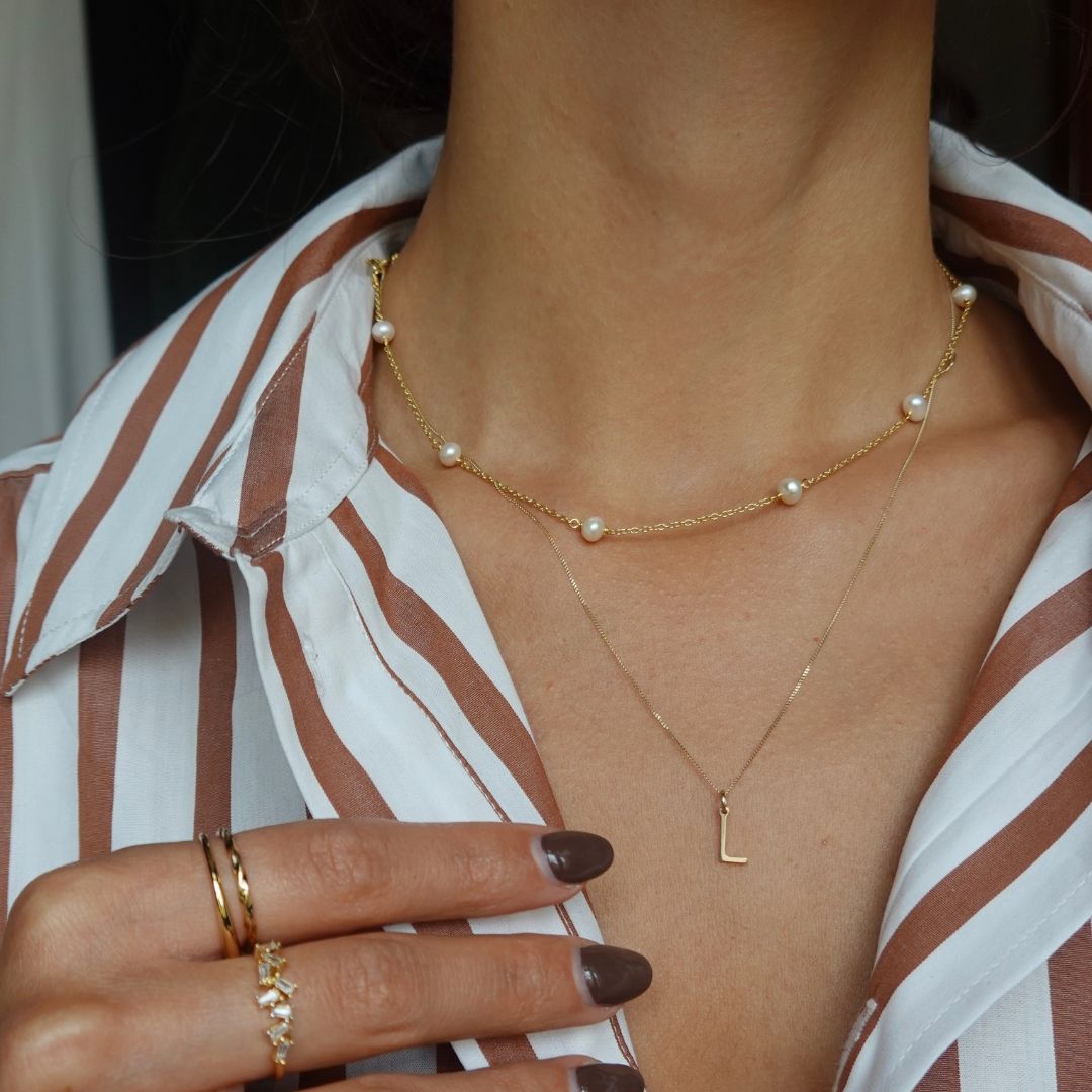 Solid Gold Initial Letter Necklace