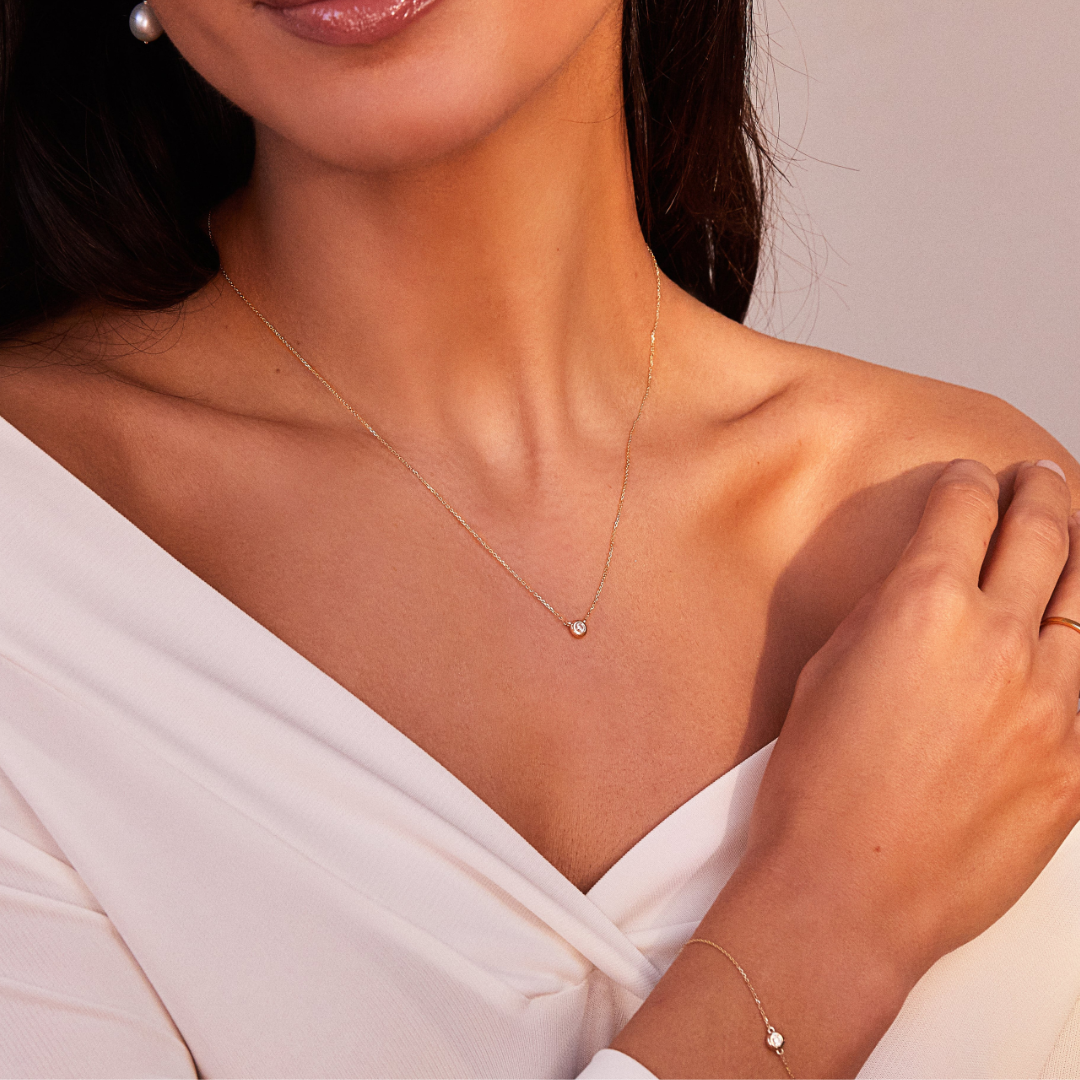 Solid Gold Floating Diamond Necklace