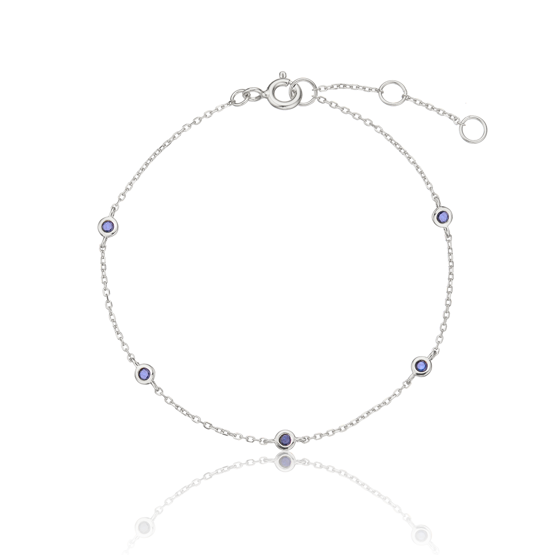 Silver Five Stone Sapphire Bracelet