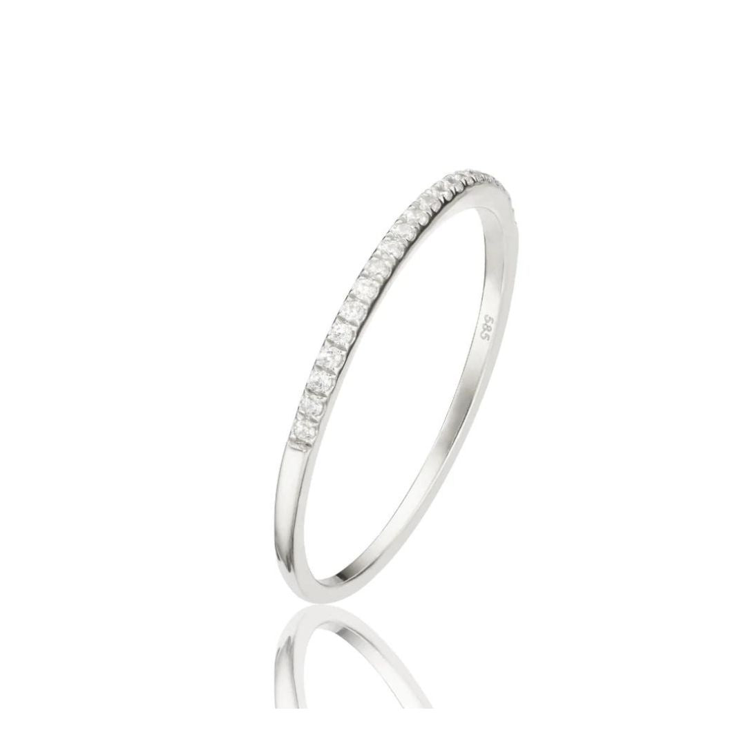 Silver Diamond Style Half Eternity Ring