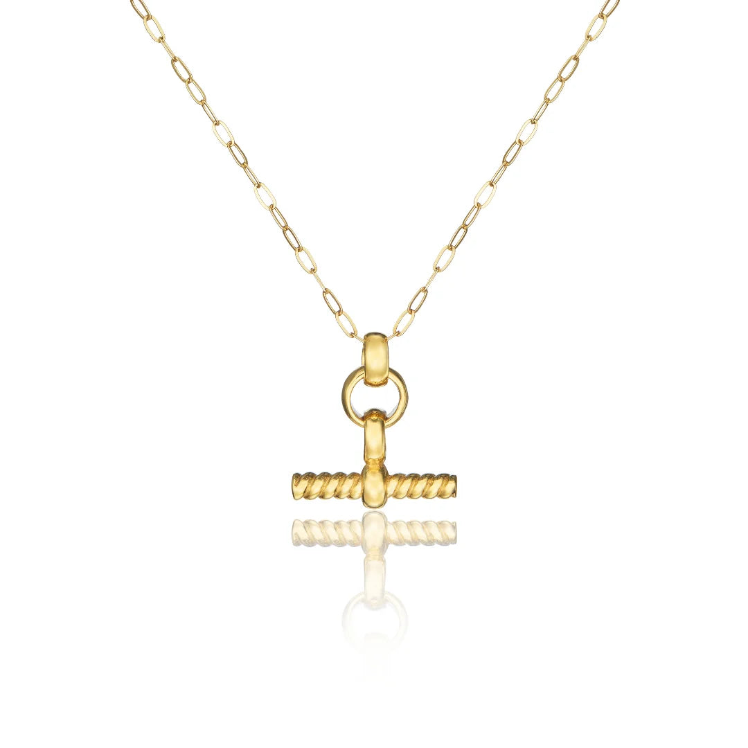 Gold Mini Twisted T-Bar Necklace