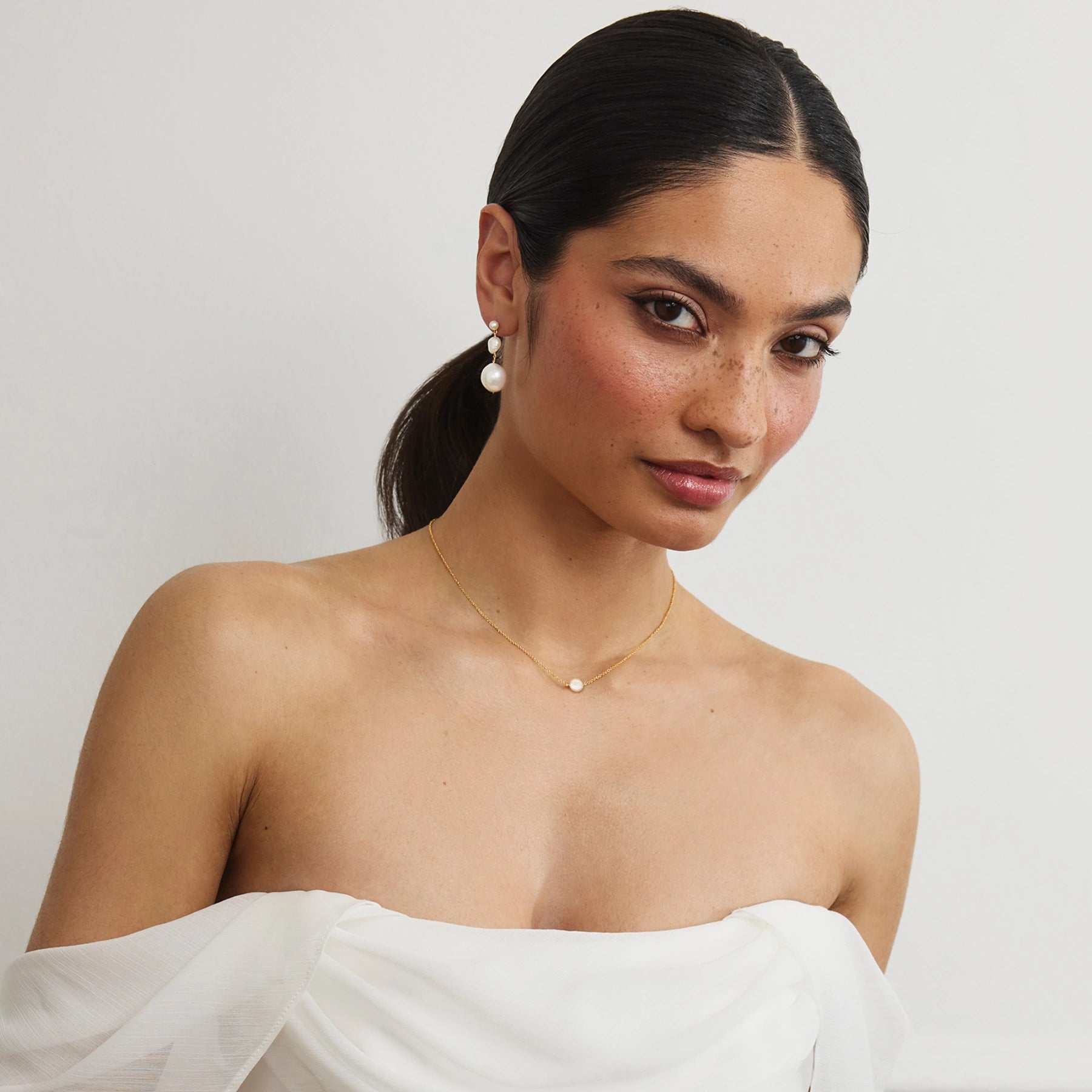 Silver Multi Baroque Pearl Drop Earrings