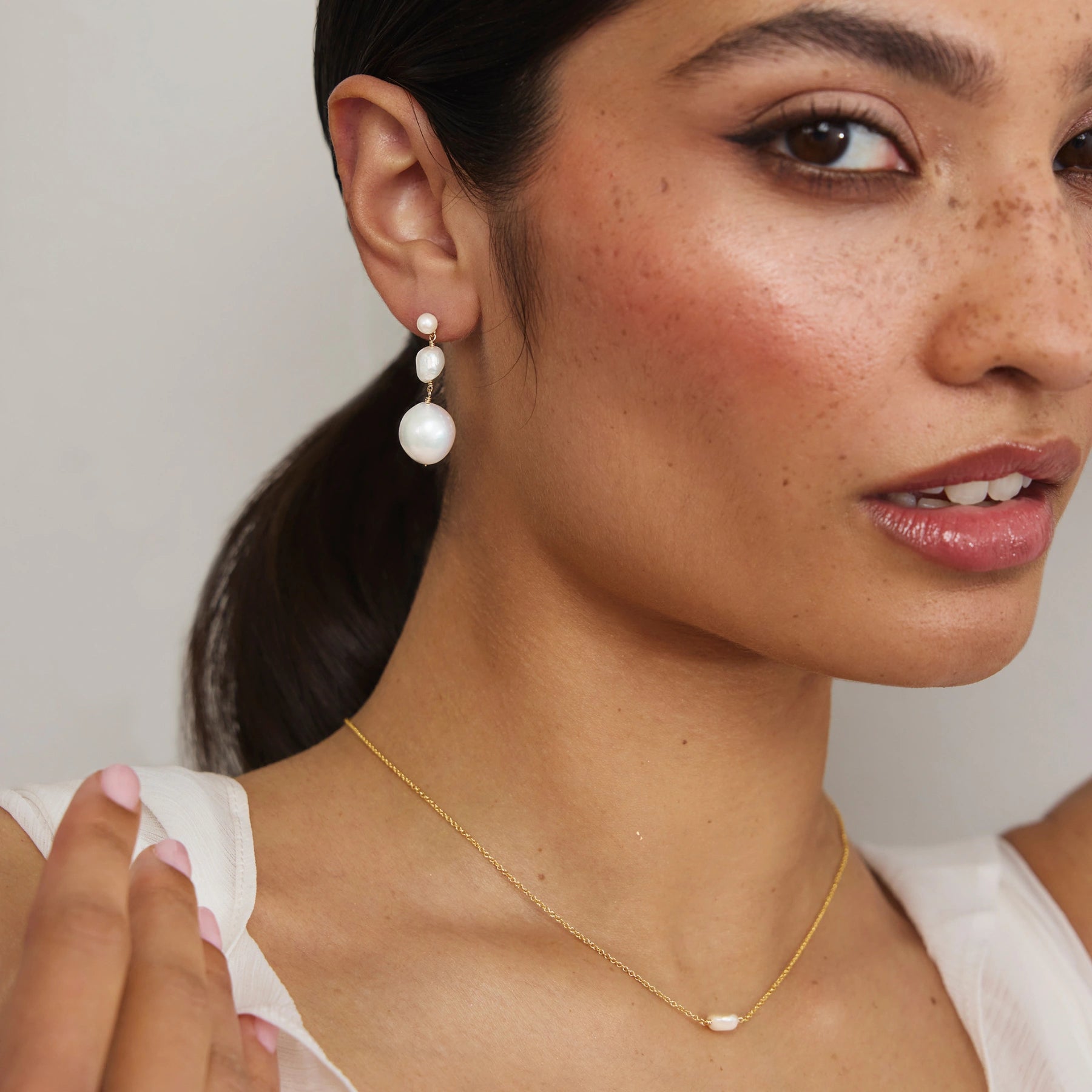 Silver Multi Baroque Pearl Drop Earrings