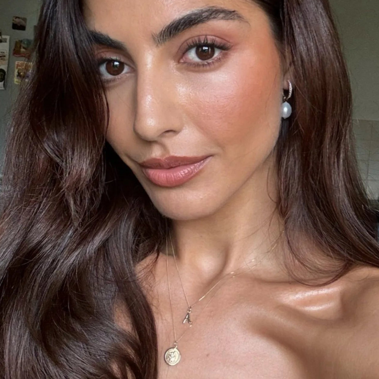 Solid Gold Small Round St Christopher Medallion Necklace