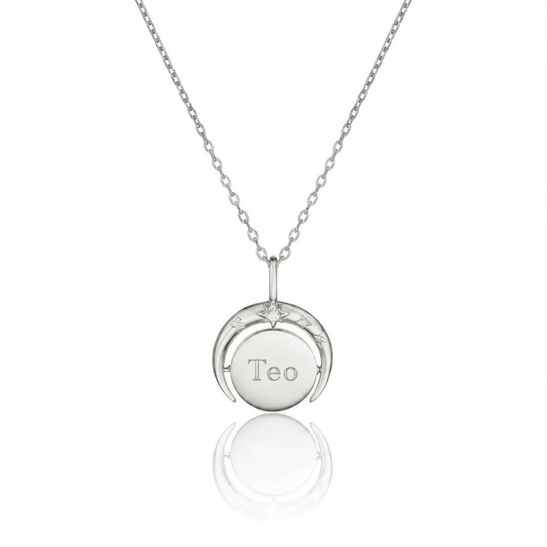 Silver Star Spinning Disc Necklace