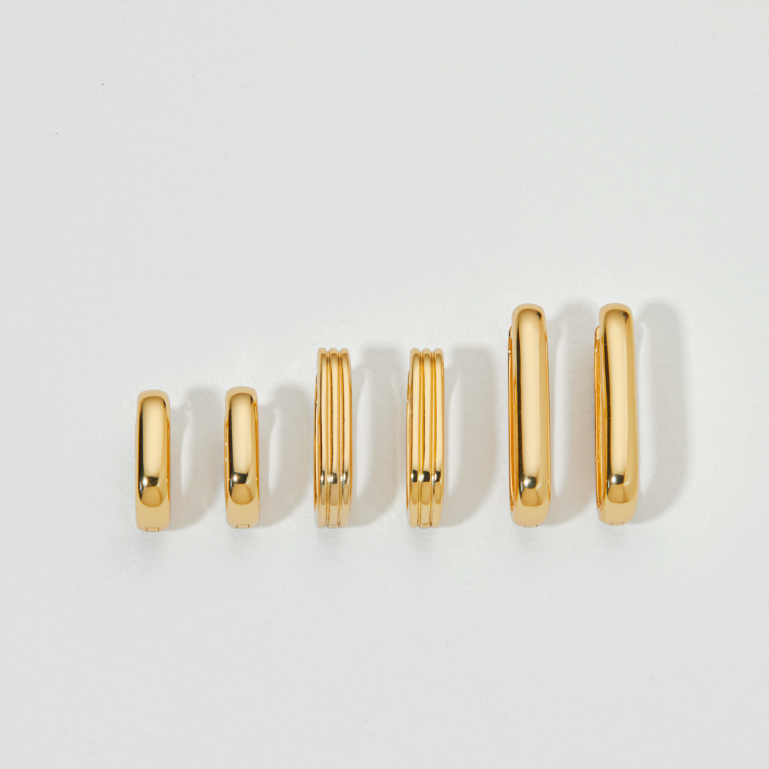Gold Large Ribbed Pearl Drop Hoop Earrings