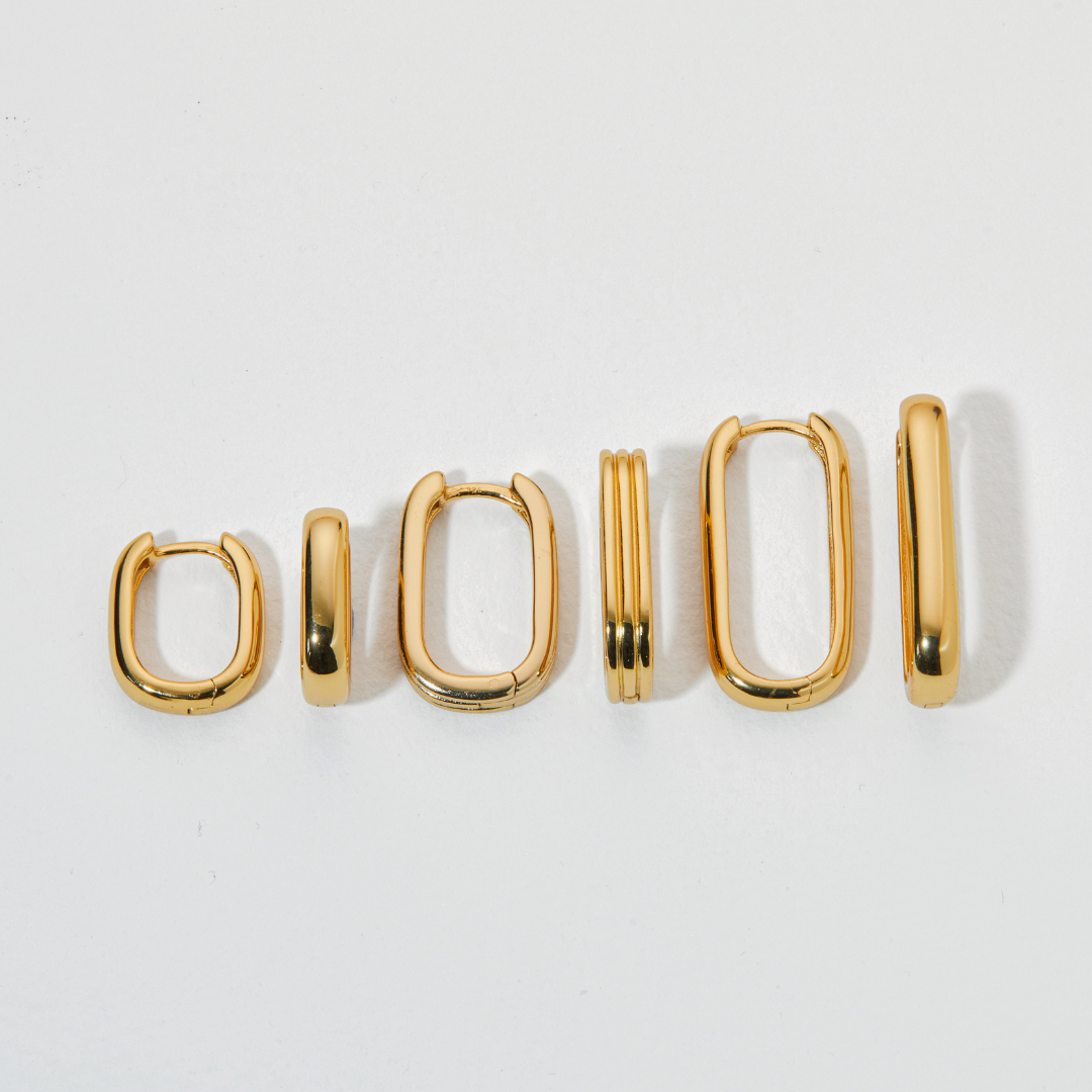 Gold Large Ribbed Pearl Drop Hoop Earrings