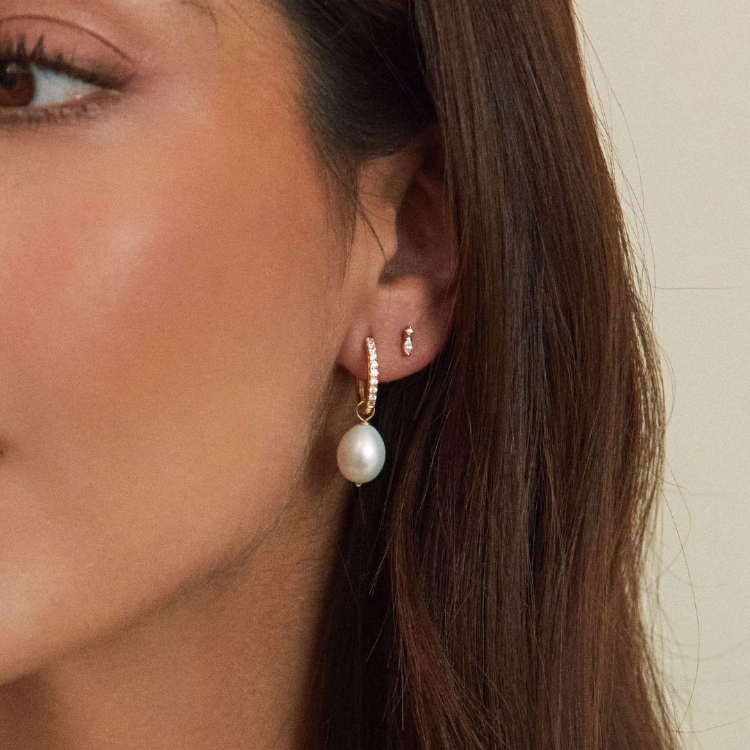 Gold Marquise Diamond Stud Earrings