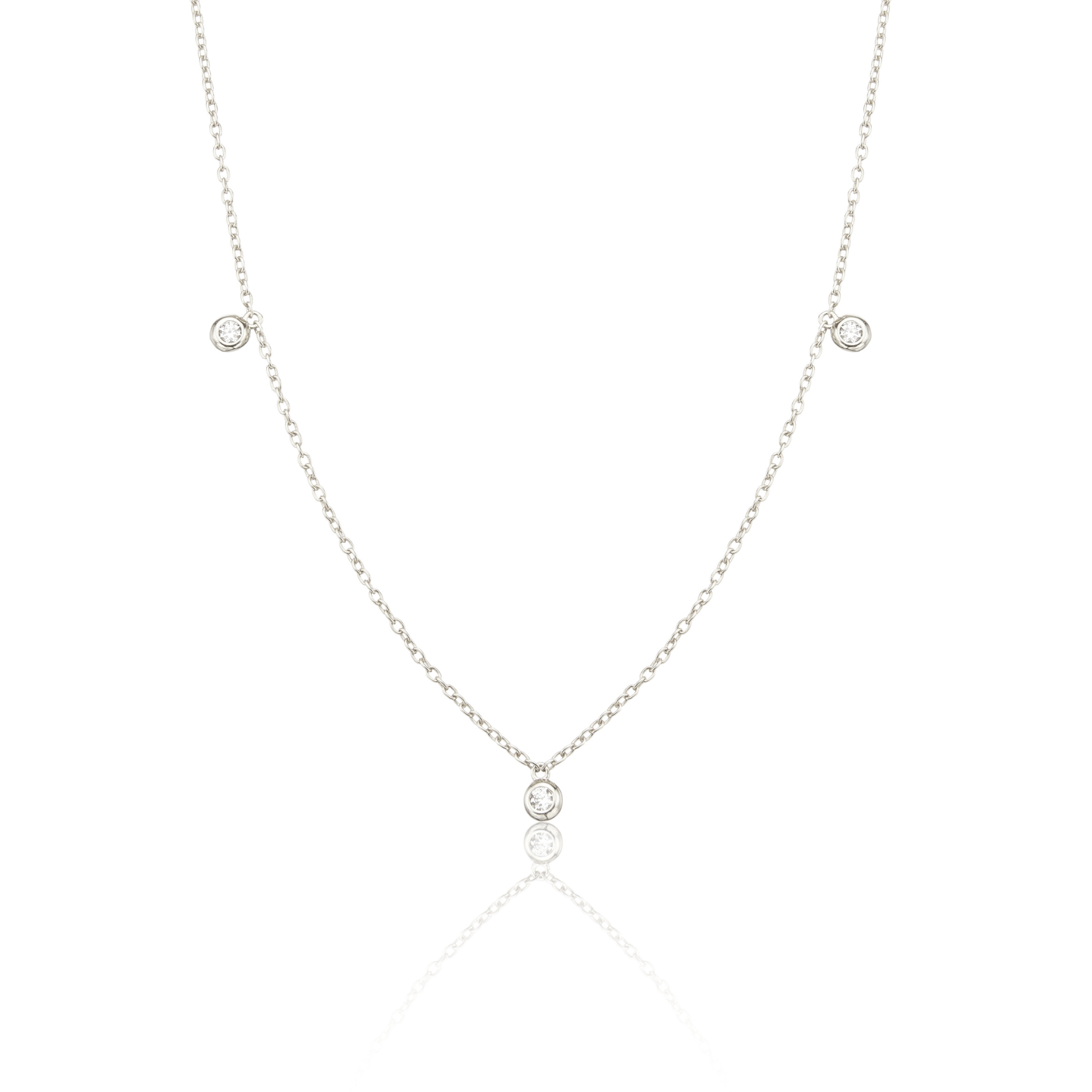 Solid White Gold Diamond Drop Necklace