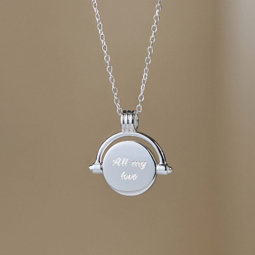 Silver Mother of Pearl Spinning Disc Necklace