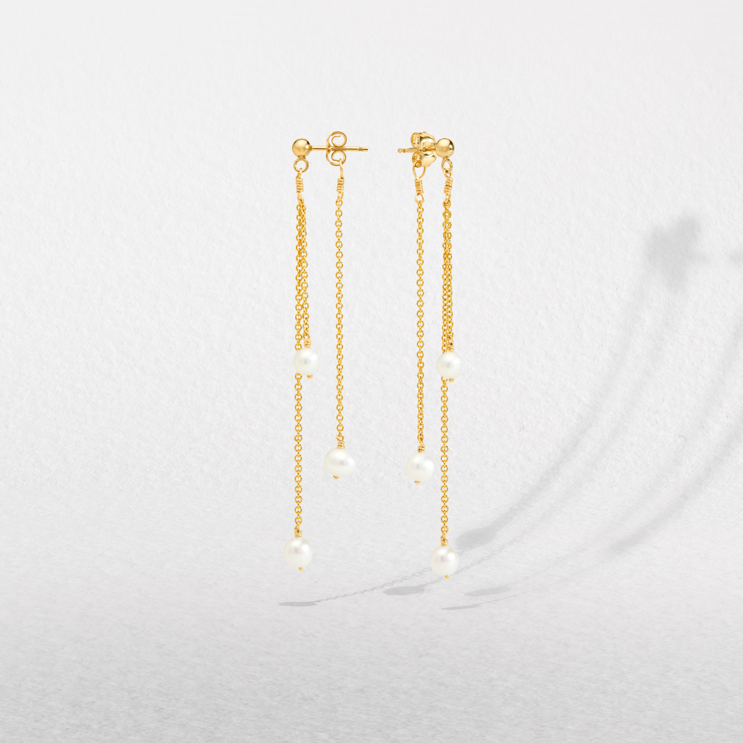 Gold Layered Pearl Drop Earrings