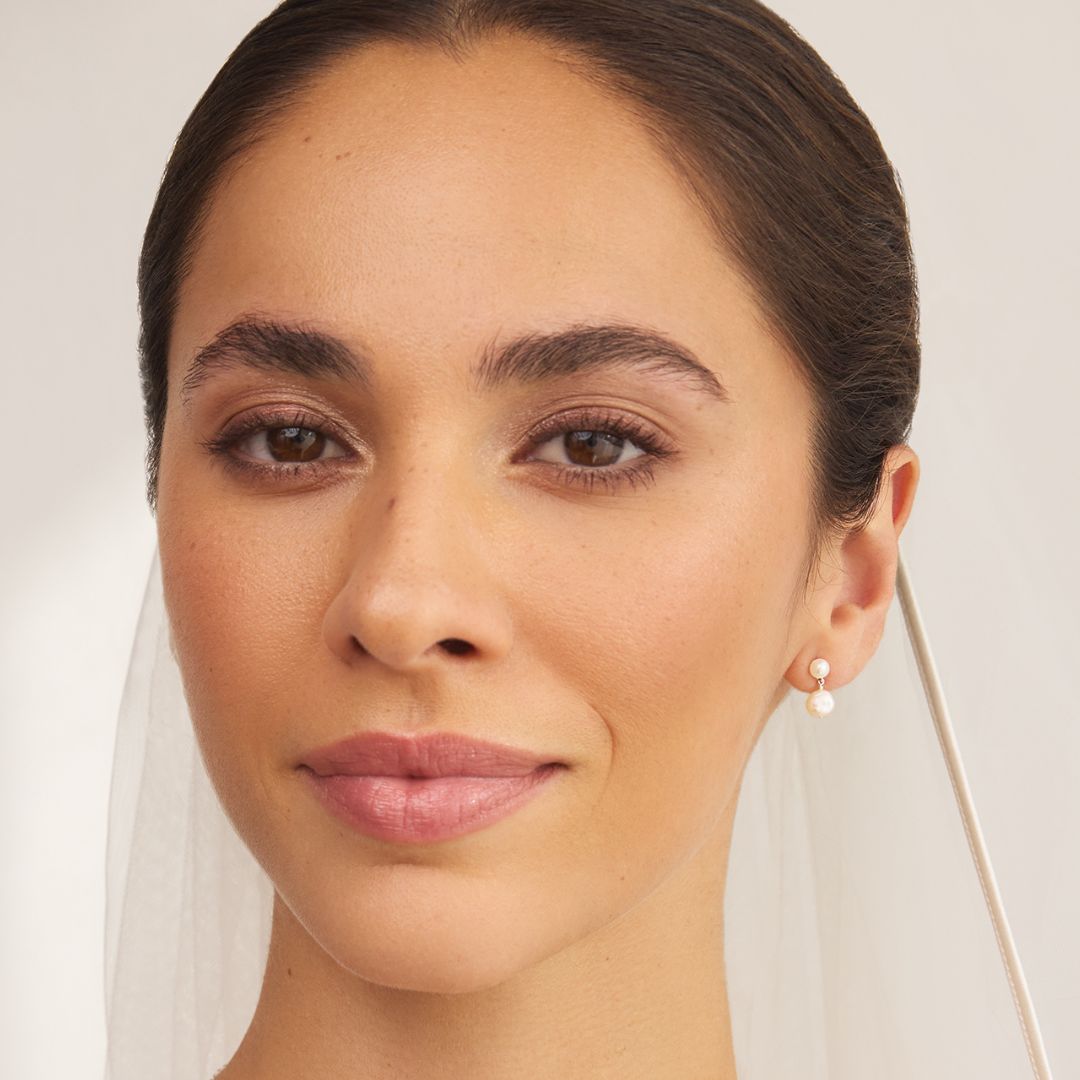 Silver Double Baroque Pearl Drop Stud Earrings