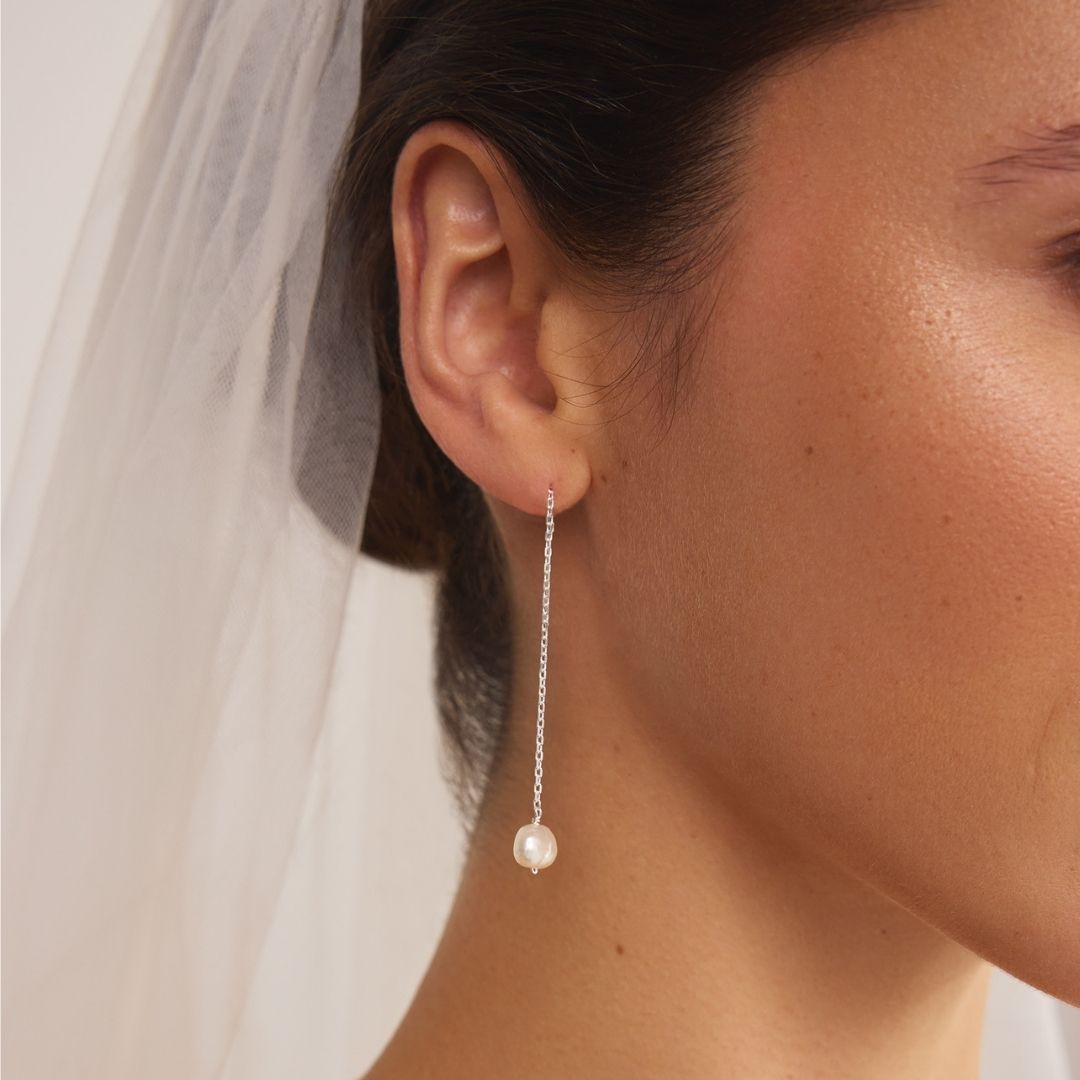 Rose Gold Baroque Pearl Ear Threaders
