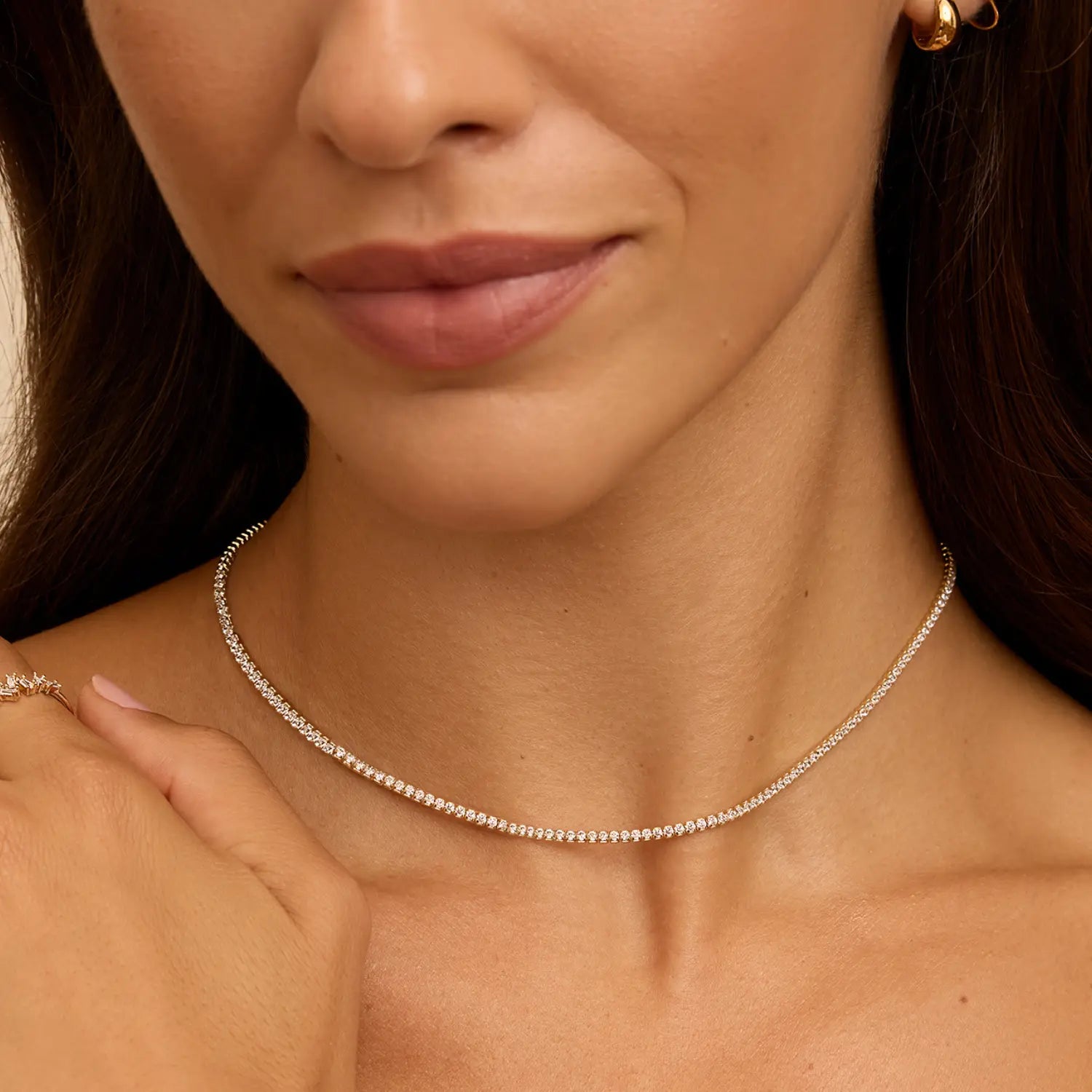 Gold Diamond Style Tennis Necklace