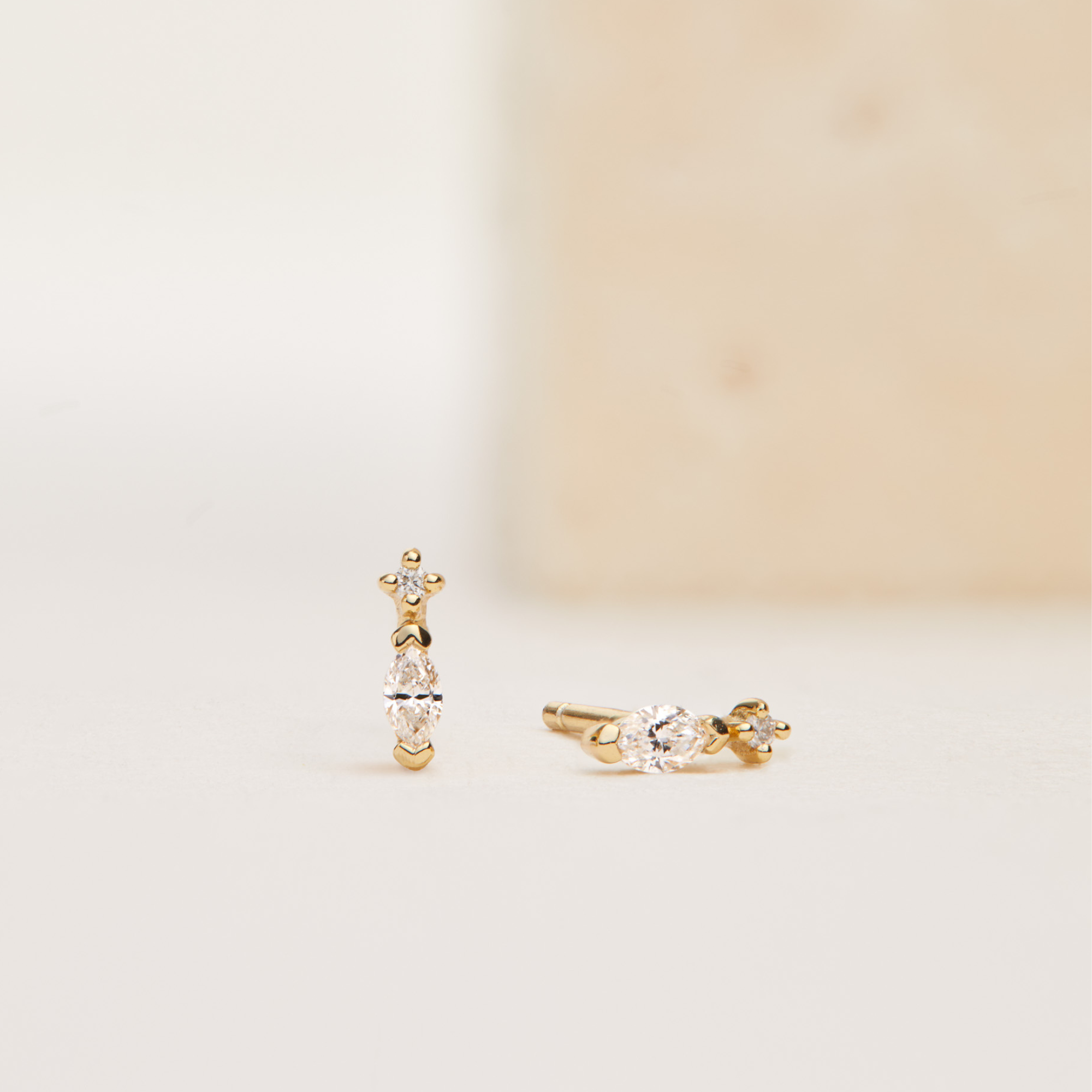 Silver Marquise Diamond Stud Earrings