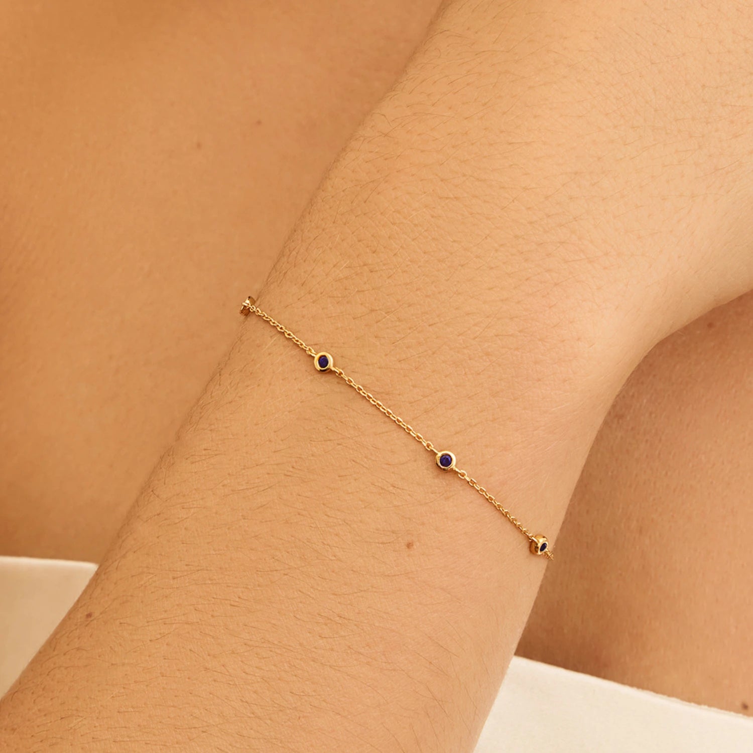 Silver Five Stone Sapphire Bracelet