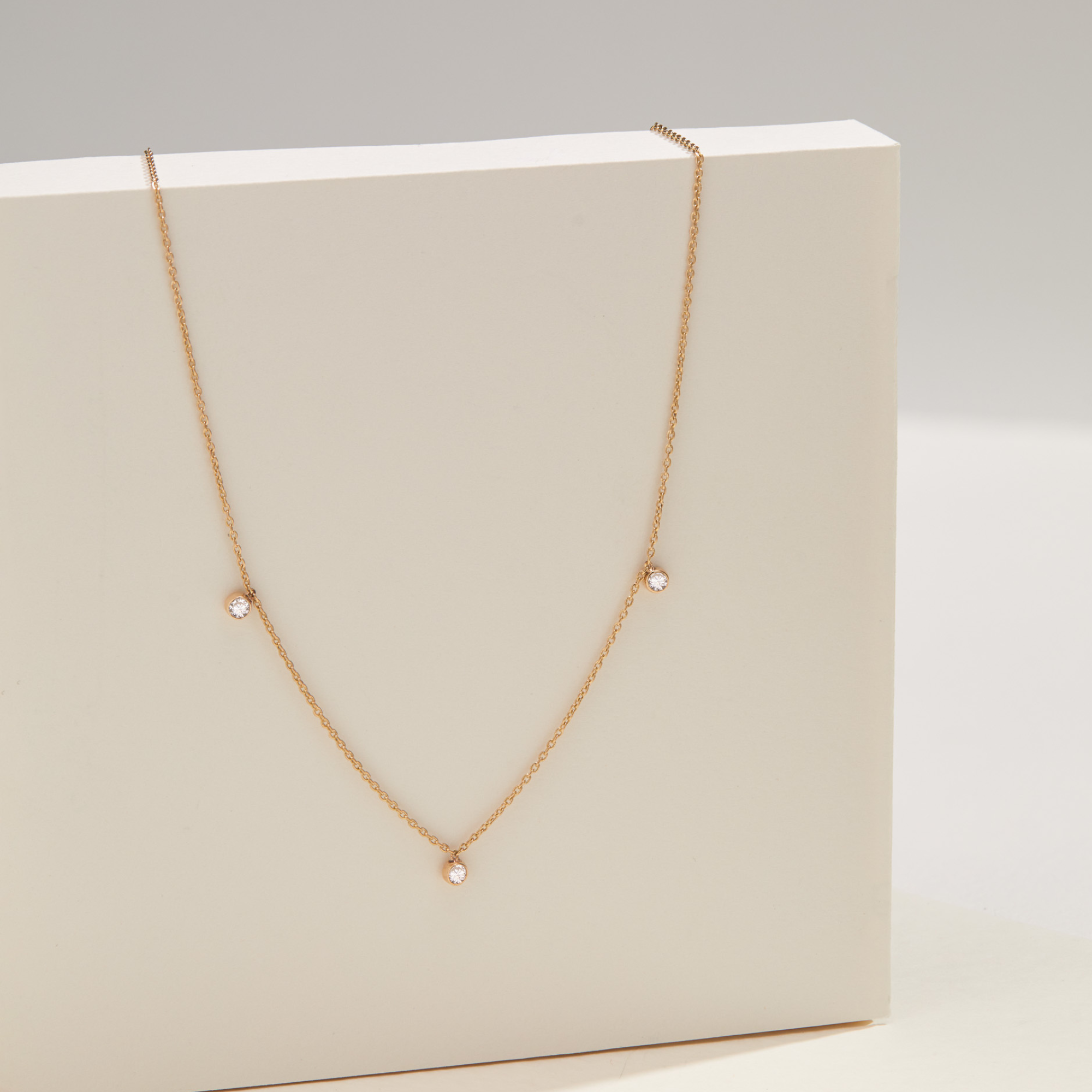 Solid White Gold Diamond Drop Necklace