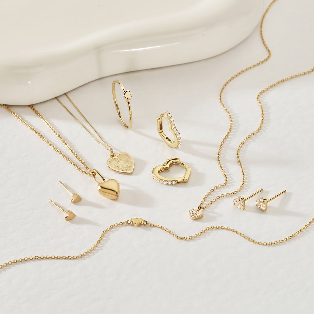 Gold Diamond Style Cluster Heart Necklace