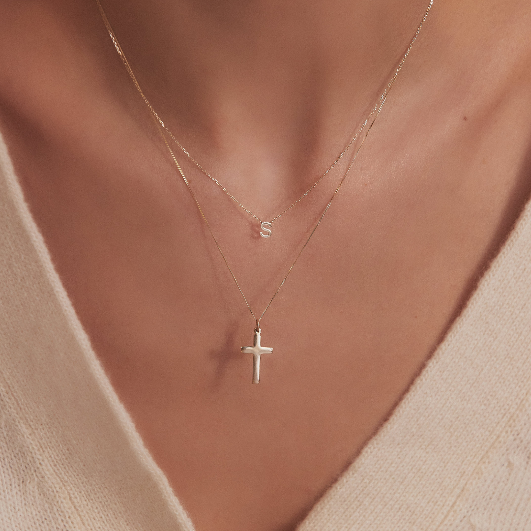 Solid White Gold Cross Necklace