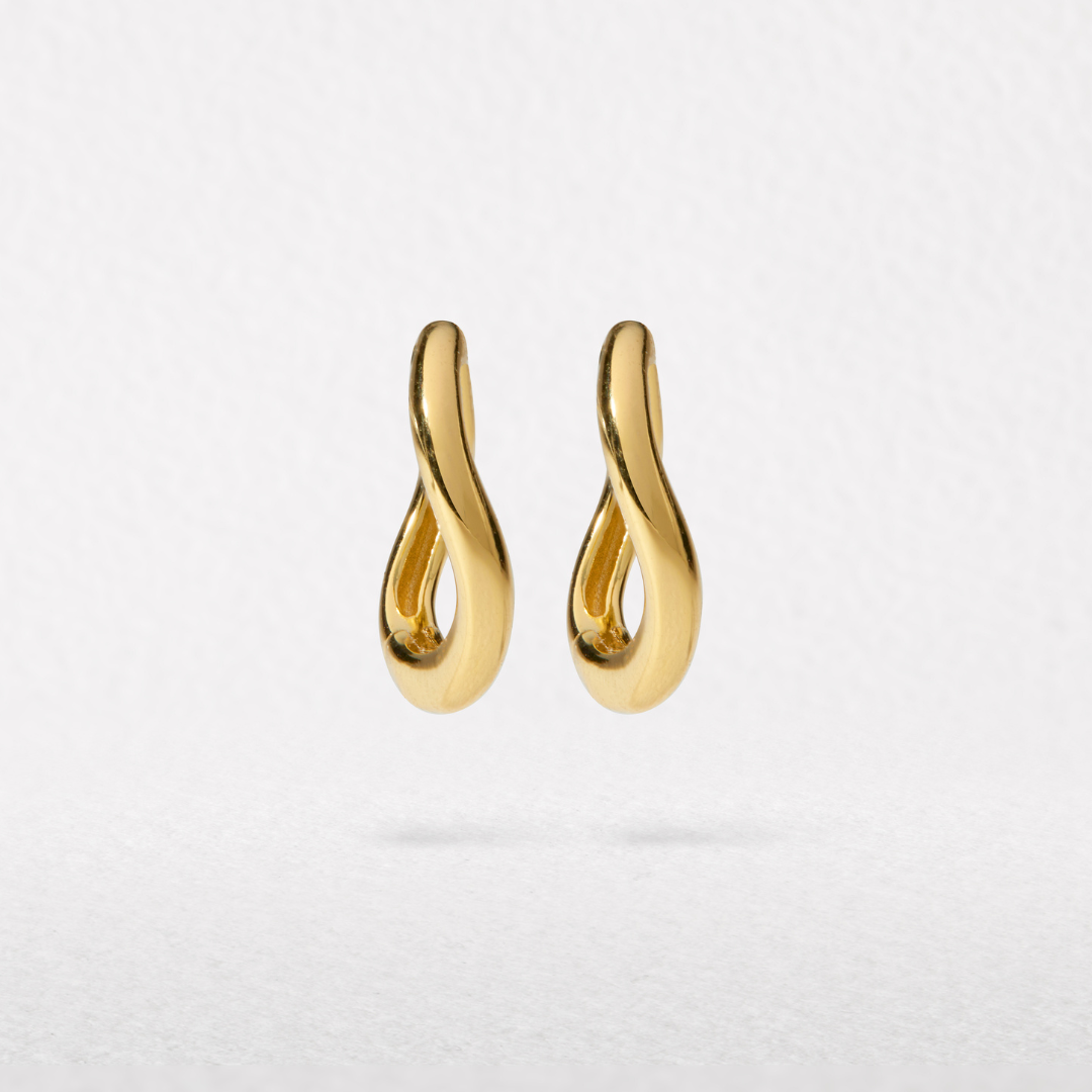 Gold Wave Huggie Hoop Earring