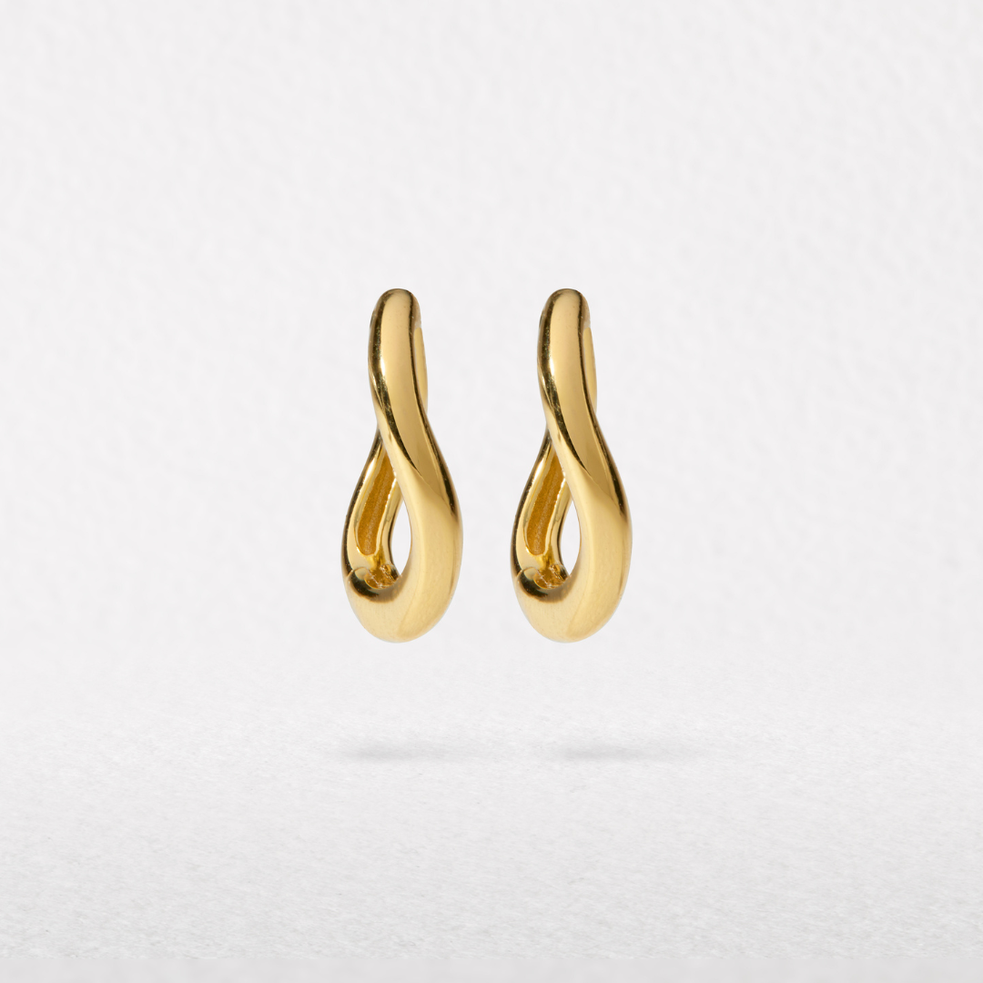 Gold Wave Huggie Hoop Earrings